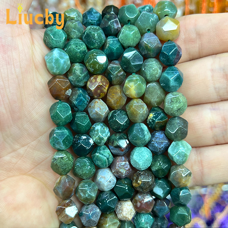 Ethnic Fashion India - Perles d'agate indienne à facettes en