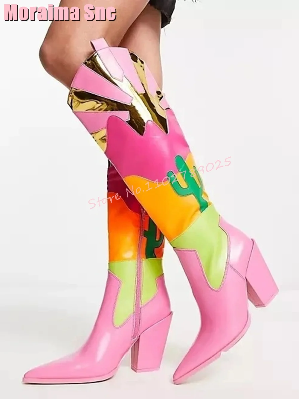 Ethnic And Fashion - Bottes hauteur genou pour femmes, couleurs