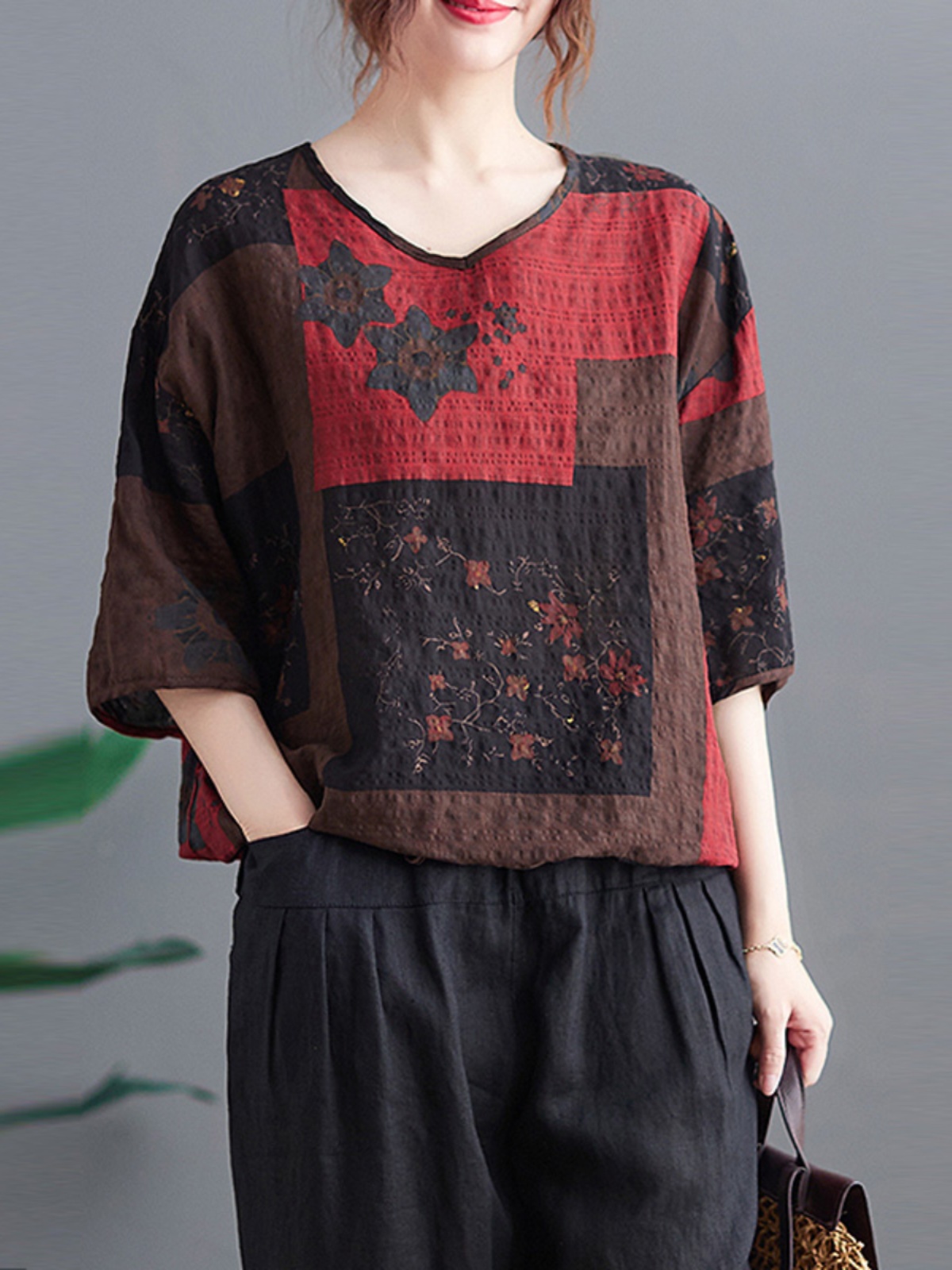 Ethnic Wear In Fashion - T-shirt léger en coton et lin,