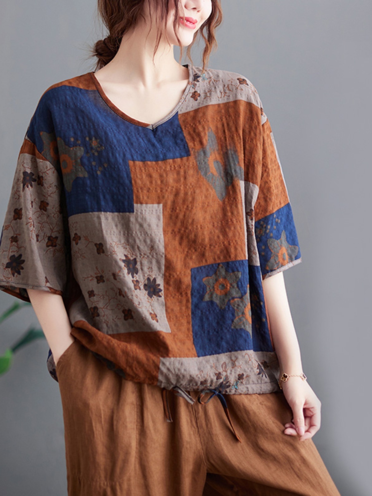 T-shirt léger en coton et lin, - Ethnic Wear In Fashion avis et prix