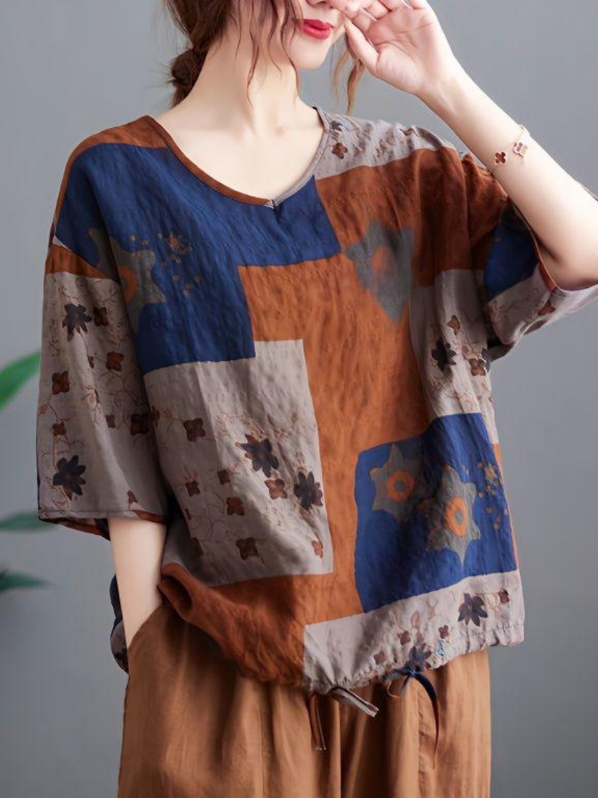 T-shirt léger en coton et lin, - Ethnic Wear In Fashion avis et prix