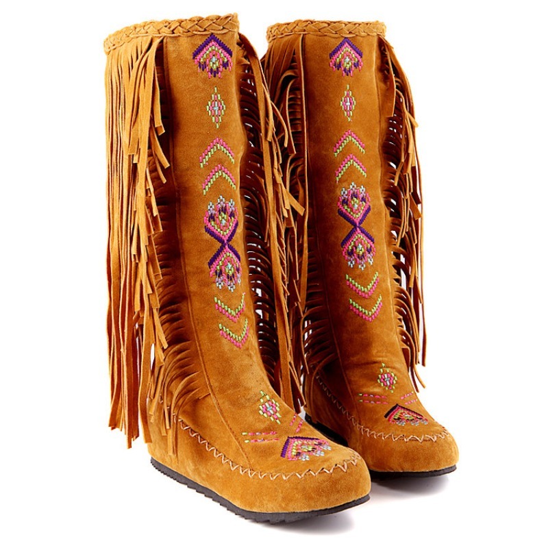 Bottes à franges brodées à la  - Ethnic And Fashion avis et prix