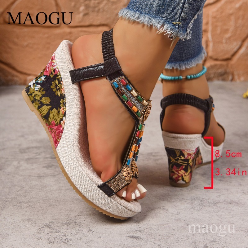 Sandales compensées bohèmes à  - Ethnic And Fashion avis et prix